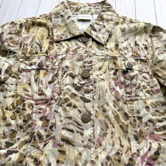 Chico’s Womens Size Large Animal Print Button Closer Lightweight Jacket - Picture 5 of 12